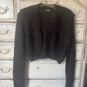 Express Black Sequin Cardigan